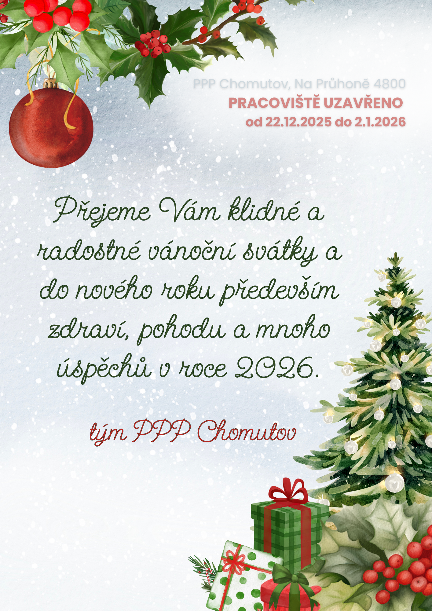 White and Green Watercolor Christmas Background Flyer 1