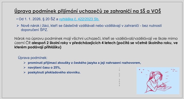 uprava podminek prijimani uchazecu ze zahranici